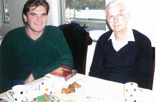 Having coffee with Leon in 2002, he signed a copy of his book, "The Apostolic Preaching of the Cross" for the pastors who married us.